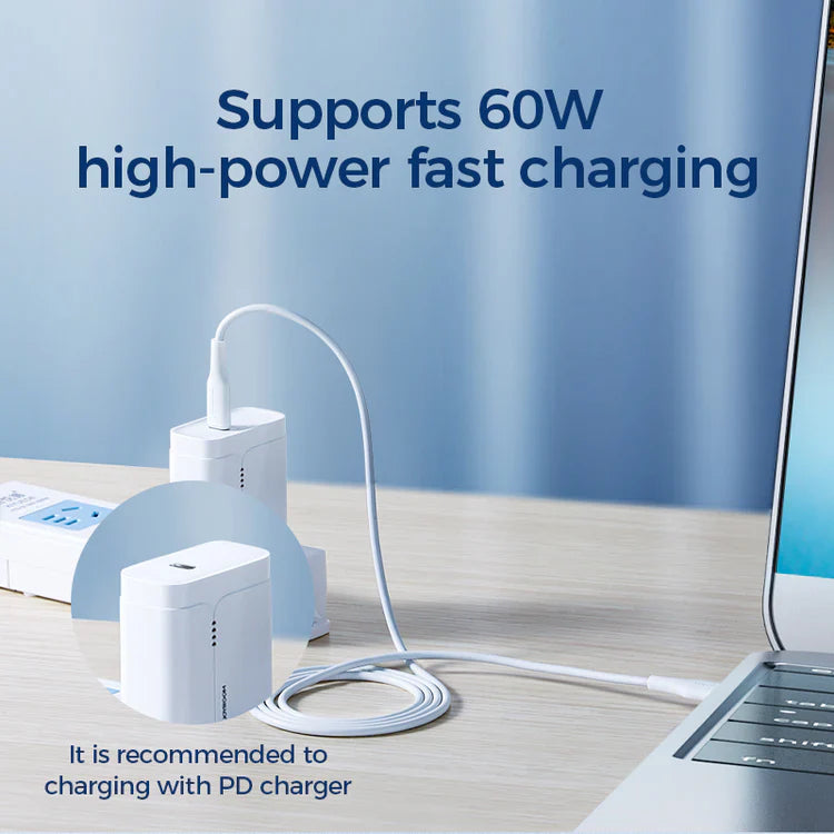 60W USB‑C to USB‑C Fast Charging Cable White