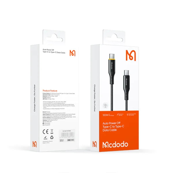 Mcdodo 100W Nest Series Type-C PD Cable 1.2m Auto Power-Off