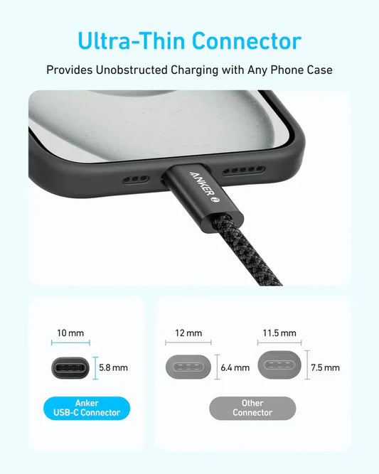 Anker USB-C to USB-C 240W Braided Cable 6ft Black for Fast Charging