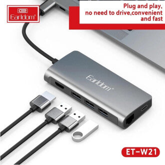 Earldom W21 USB‑C Multifunction Hub with HDMI, Ethernet, SD Card