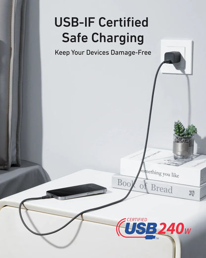 Anker USB-C to USB-C Cable: Power Delivery 240W, 3ft Length, Black