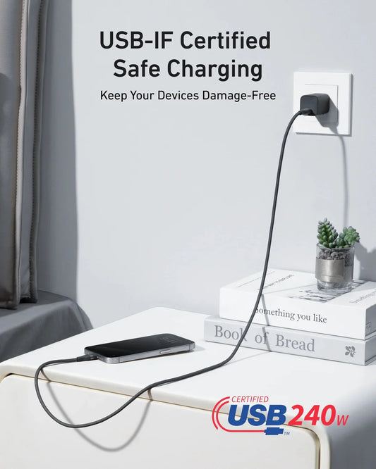 Anker USB-C to USB-C Cable: Power Delivery 240W, 3ft Length, Black