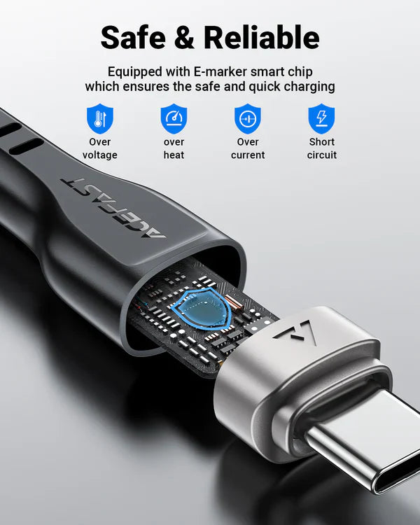 ACEFAST Magnetic USB‑C to USB‑C Fast Charging Data Cable 1m