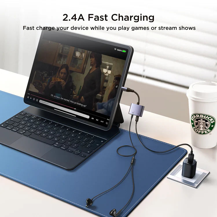 Joyroom Audio-Transfer 2-in-1 Lightning to 3.5mm Charging Adapter