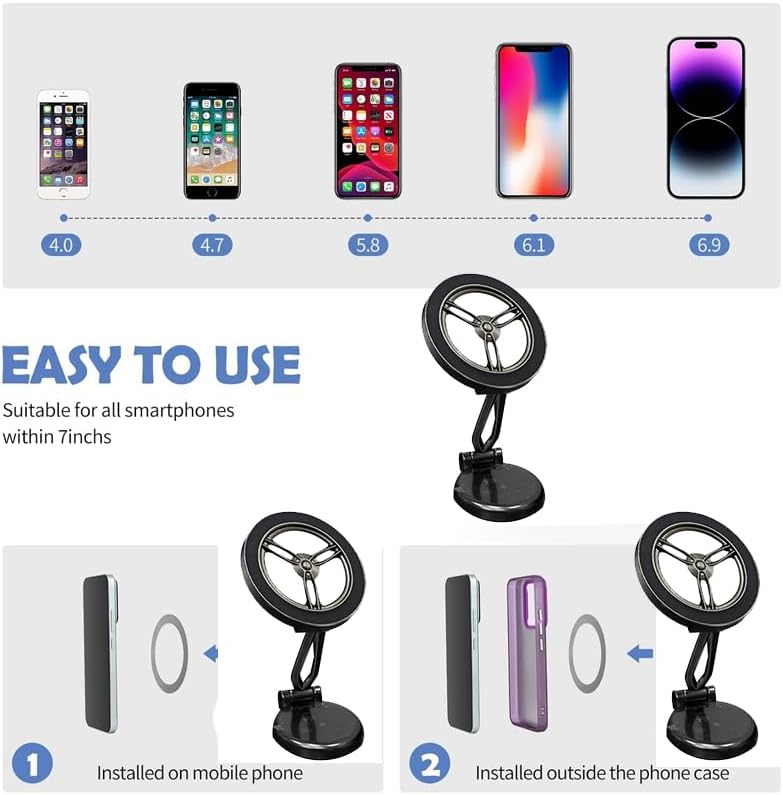 Smart Vacuum Suction Phone Holder with Type‑C Charging