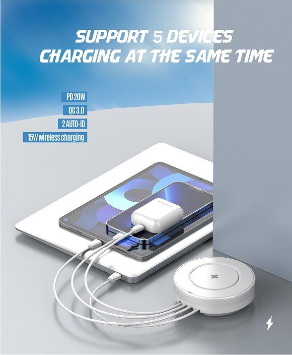 Desktop Wireless Charging Station AW003 15W Qi with USB‑PD