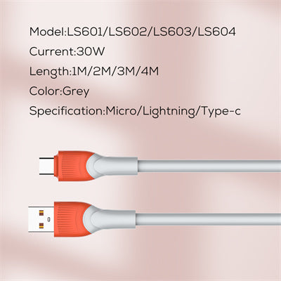 30W Fast-Charging TPE Data Cable 2m High-Speed USB-C