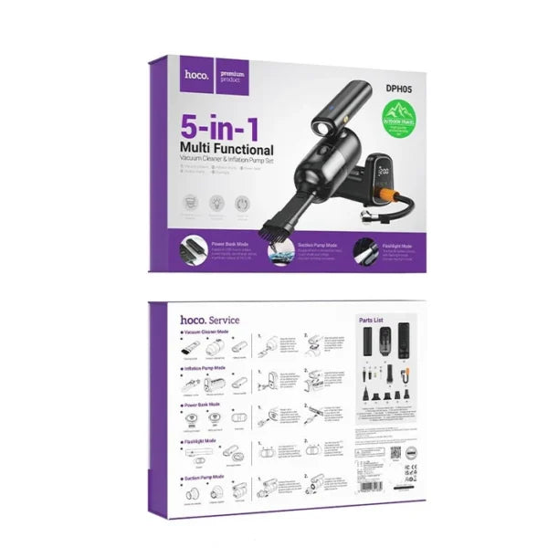 Hoco Cool 5‑in‑1 Multifunctional Vacuum Cleaner & Air Pump – Black