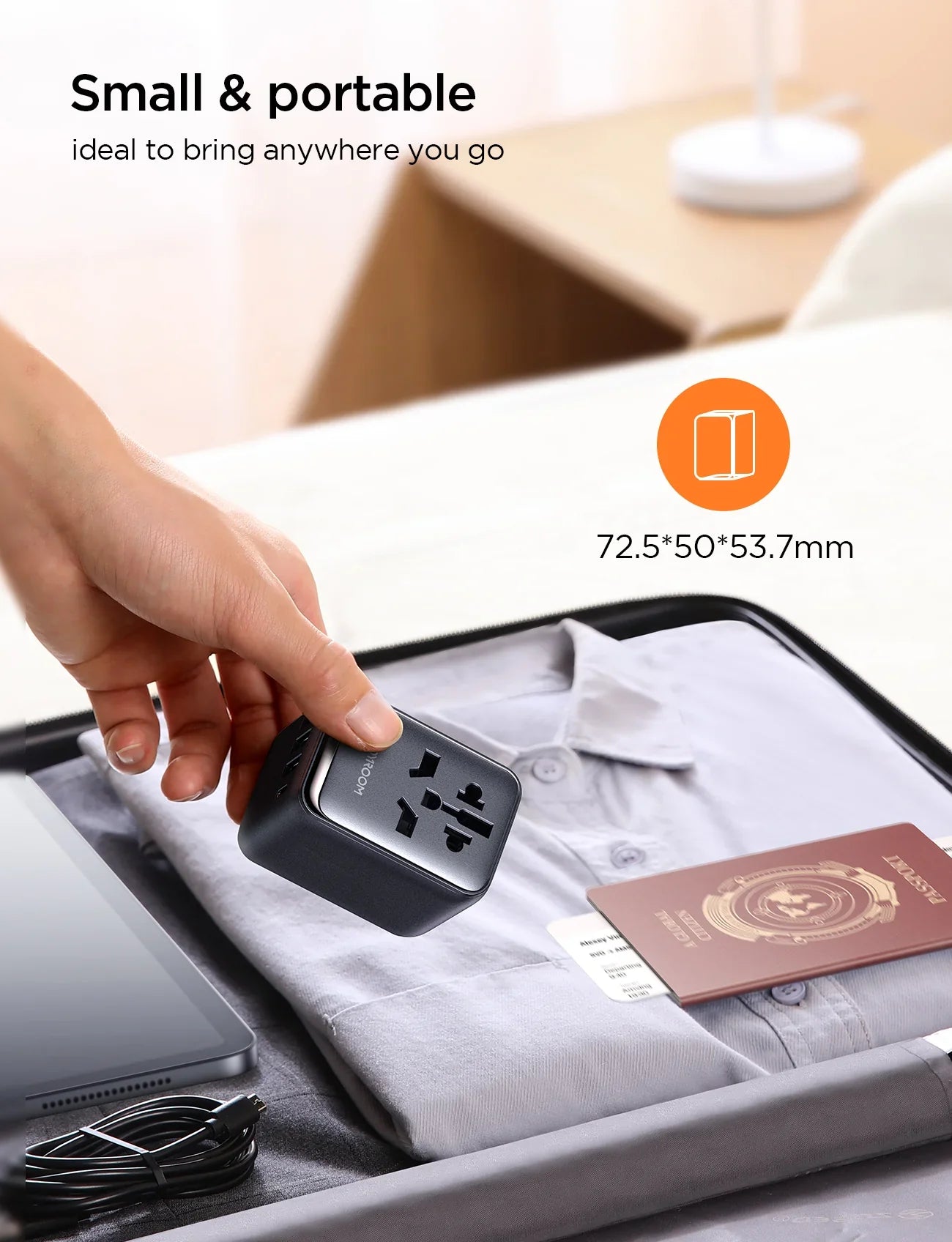 Joyroom 17W Universal Travel Adapter with Dual USB Ports Black