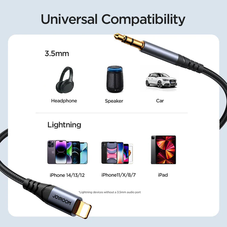 Premium Lightning to 3.5mm AUX Audio Cable with Braided Nylon