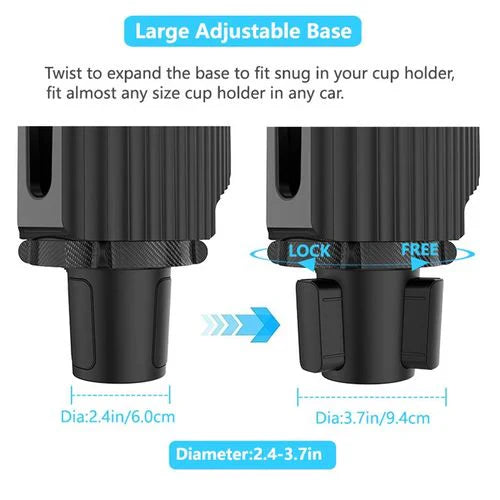 360° Adjustable Car Cup Holder Expander with Phone Coaster