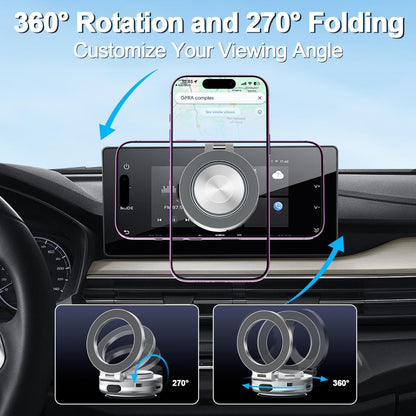 Silver 360° Rotating Electric Vacuum Magnetic Car Phone Mount