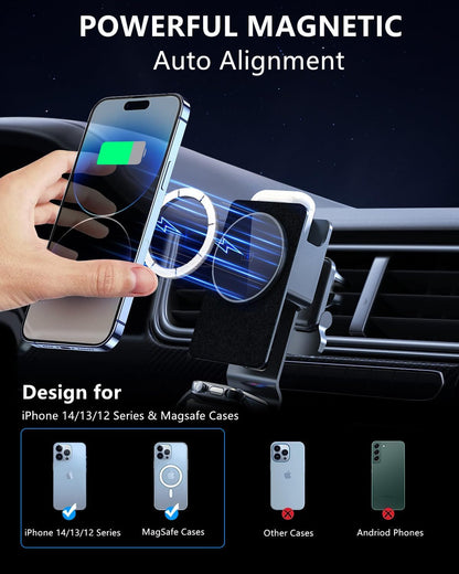 3-in-1 Magnetic Wireless Car Charger Mount with 15W Fast Charging