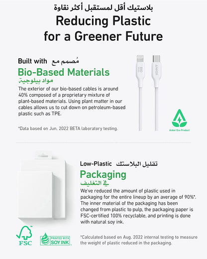 Anker Bio-Based Durable 544 USB-C to USB-C Cable 3ft White