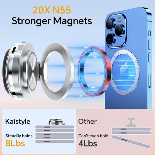 Silver 360° Rotating Electric Vacuum Magnetic Car Phone Mount