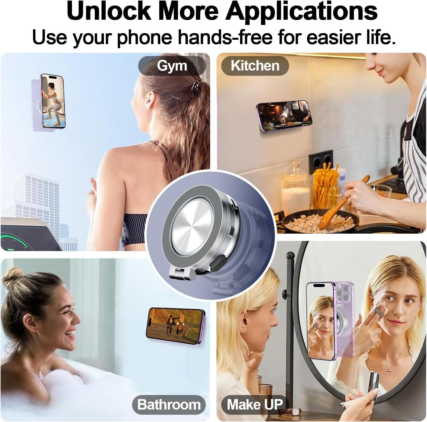 Silver 360° Rotating Electric Vacuum Magnetic Car Phone Mount
