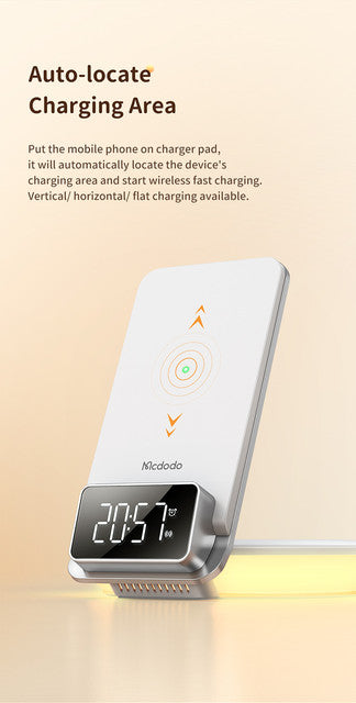 Mcdodo CH-1610 4-in-1 Desktop Wireless Charger with Alarm Lamp
