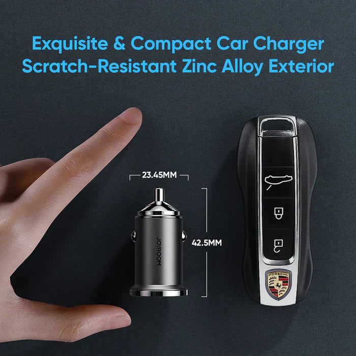 Joyroom C-A35 45W Mini Dual-Port Ring Pull Car Charger Grey