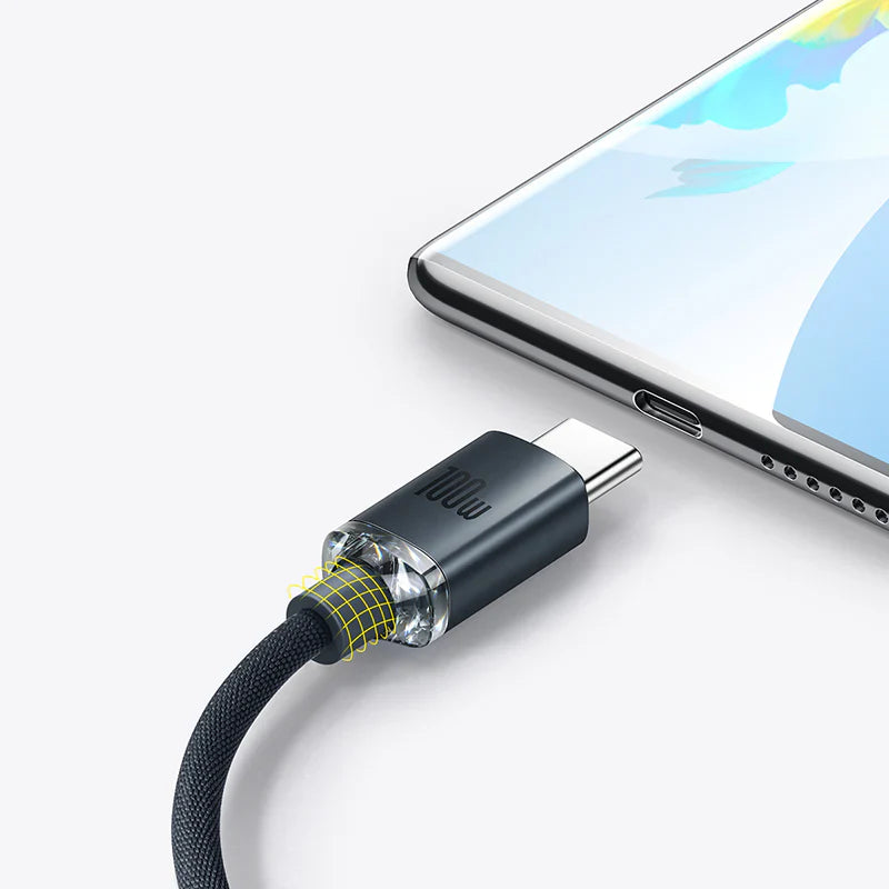 Baseus Crystal Shine 2m USB‑C Fast Charging Cable Black
