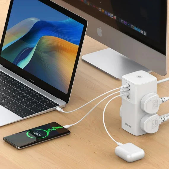 LDNIO 2500W Power Strip with 4 Triple Sockets and USB‑C