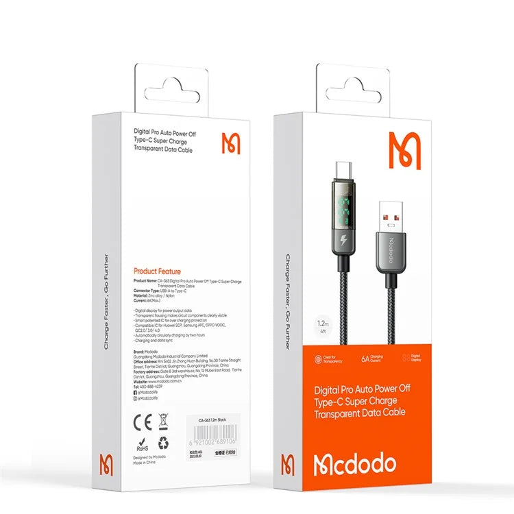 Mcdodo CA-3630 1.2m 100W USB‑A to Type‑C Fast Charging Cable