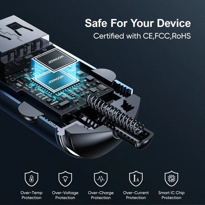 Joyroom C-A35 45W Mini Dual-Port Ring Pull Car Charger Grey