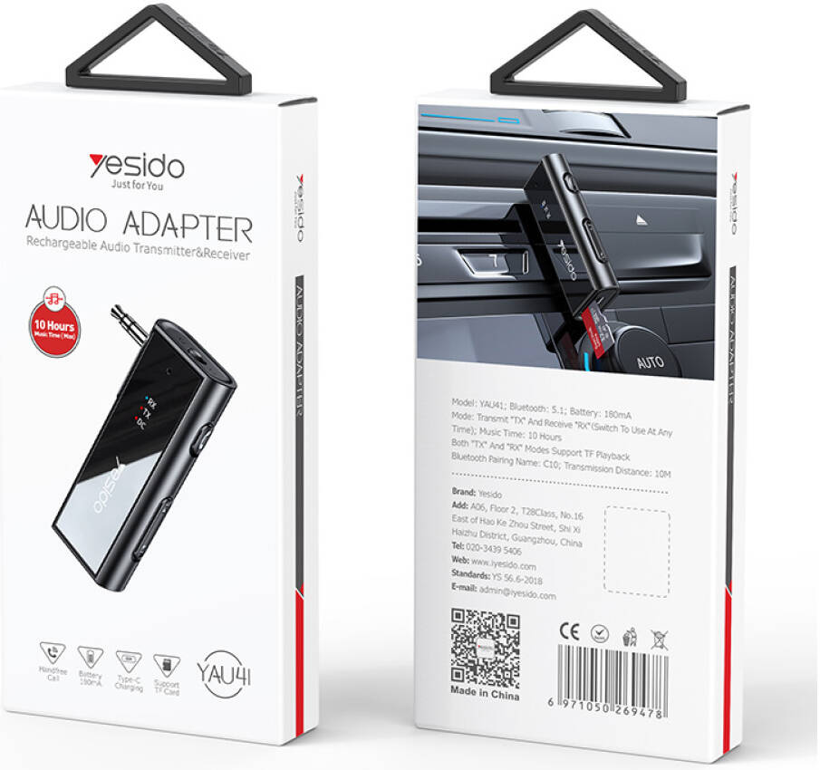 Yesido YAU41 Bluetooth 5.1 Dual‑Mode Transmitter Receiver Adapter