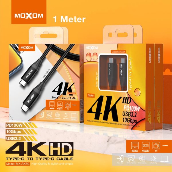 Moxom 4K 1m/2m Type‑C to Type‑C USB‑C Cable 100W
