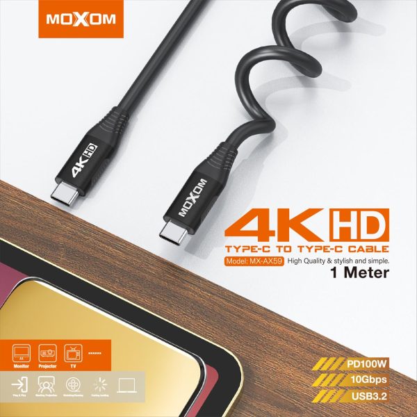 Moxom 4K 1m/2m Type‑C to Type‑C USB‑C Cable 100W