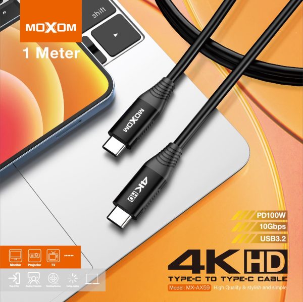 Moxom 4K 1m/2m Type‑C to Type‑C USB‑C Cable 100W
