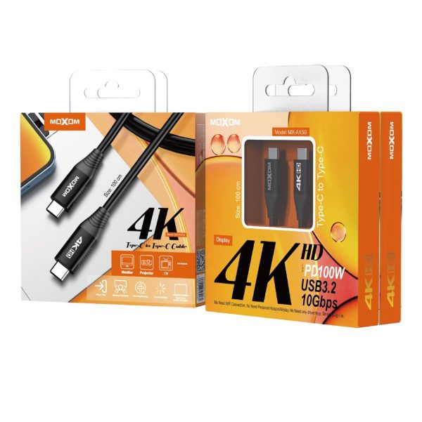 Moxom 4K 1m/2m Type‑C to Type‑C USB‑C Cable 100W