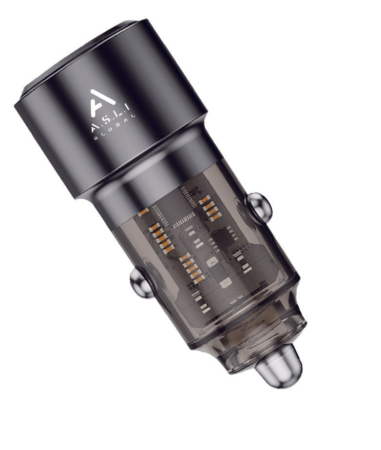 Asli Global 90W Dual USB‑C Car Charger Fast Power Gray