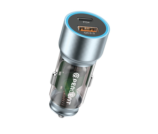 90 Percent MotoCharger45 Dual-Port Transparent 43W Car Charger