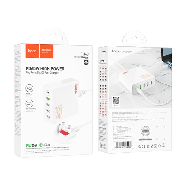 HOCO C114B 65W Multi-Plug Fast Charger for Global Travel