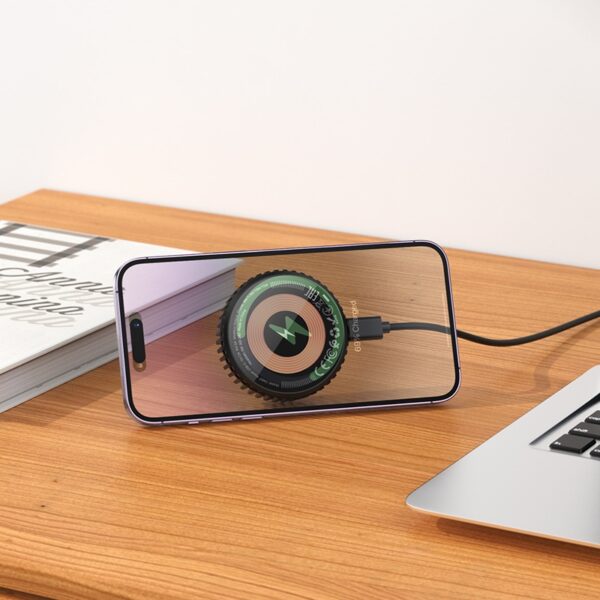 Hoco CW57 Air‑Cooled 15W MagSafe Magnetic Wireless Fast Charger Black