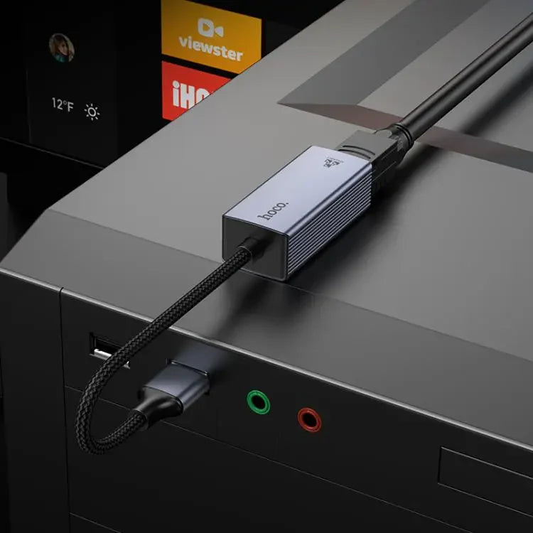 Hoco UA37 USB‑A to RJ45 Gigabit Ethernet Adapter, Compact 1000Mbps