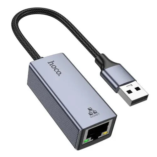 Hoco UA37 USB‑A to RJ45 Gigabit Ethernet Adapter, Compact 1000Mbps