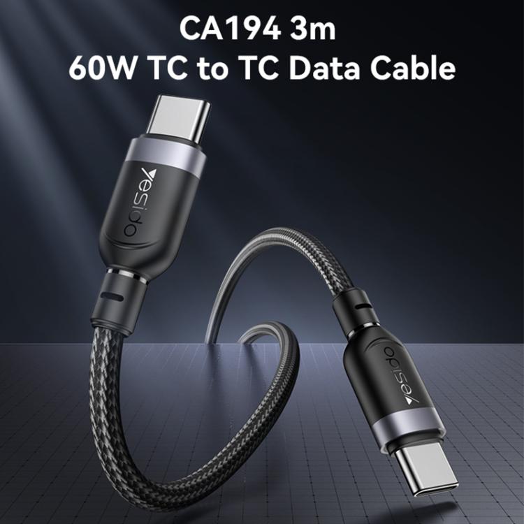 Yesido CA194 3m USB‑C to USB‑C 60W Fast Charging Cable