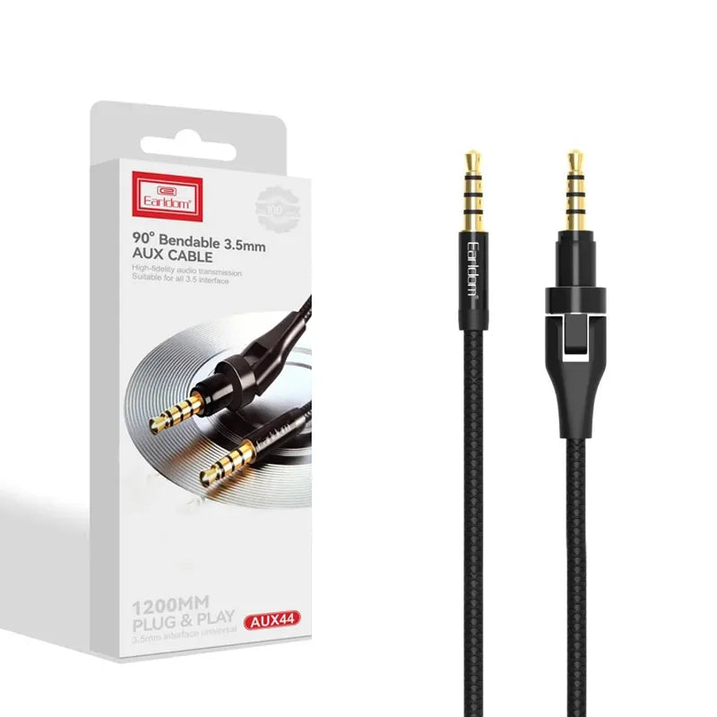 Earldom 90° Bendable 1.2m 3.5mm Stereo AUX Audio Cable