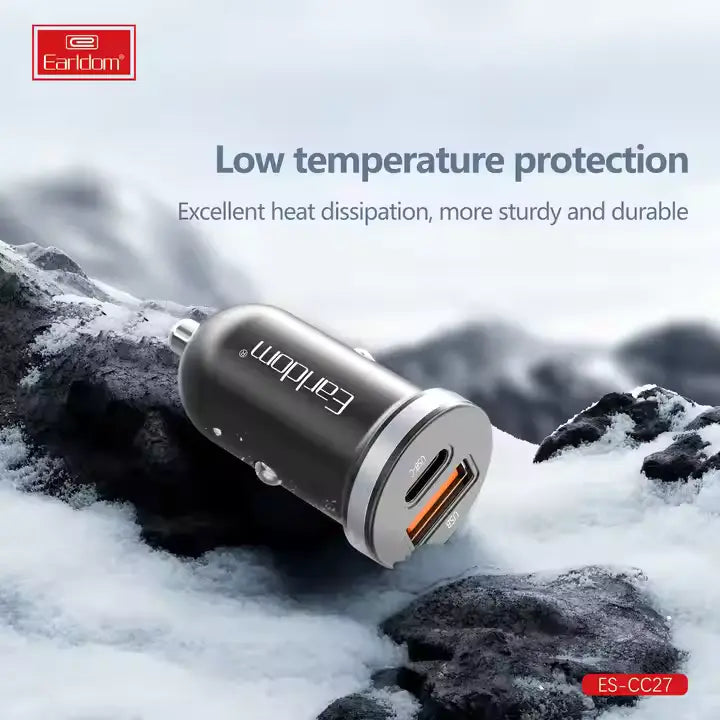Earldom ES-CC27 30W USB‑C Car Charger with Fast Power Delivery