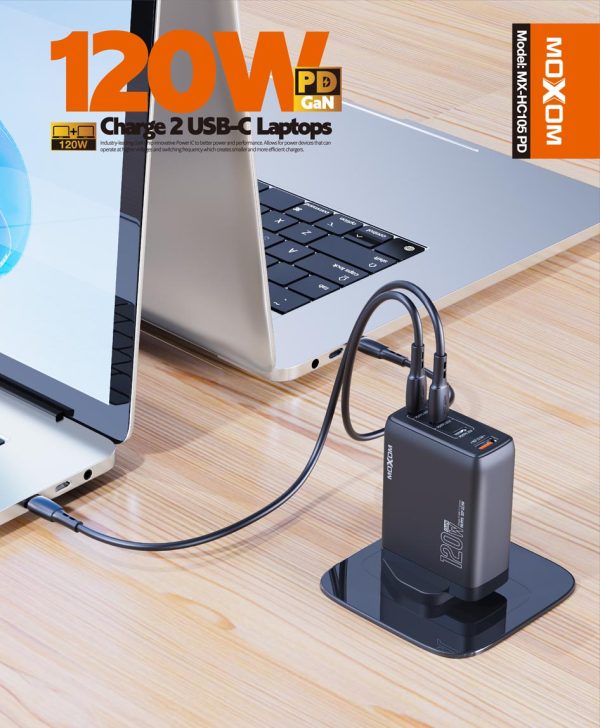 Moxom MX-HC105 120W GaN USB‑C PD 4‑Port Fast Charger