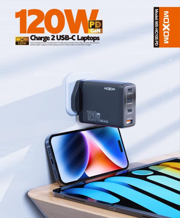 Moxom MX-HC105 120W GaN USB‑C PD 4‑Port Fast Charger