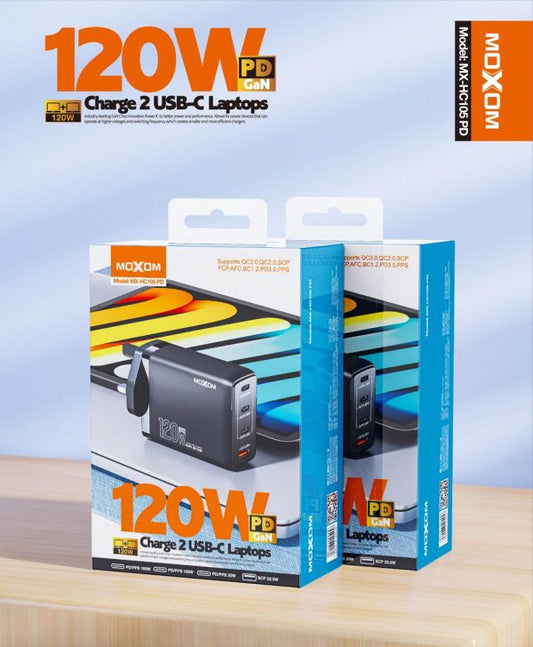 Moxom MX-HC105 120W GaN USB‑C PD 4‑Port Fast Charger