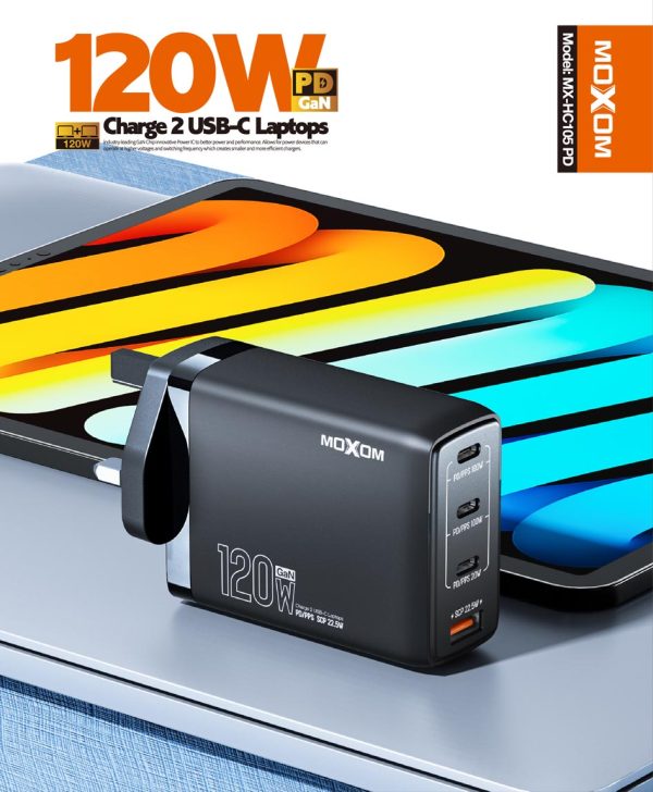 Moxom MX-HC105 120W GaN USB‑C PD 4‑Port Fast Charger