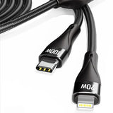 MOXOM 100W 2-in-1 Nylon Braided Fast Charging Cable Black