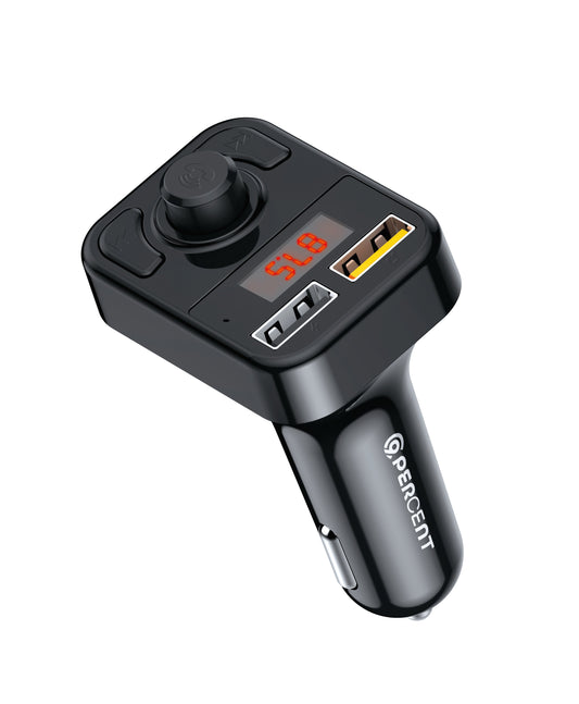 90 Percent MotoCharger Dual-Port FM Car Charger Black