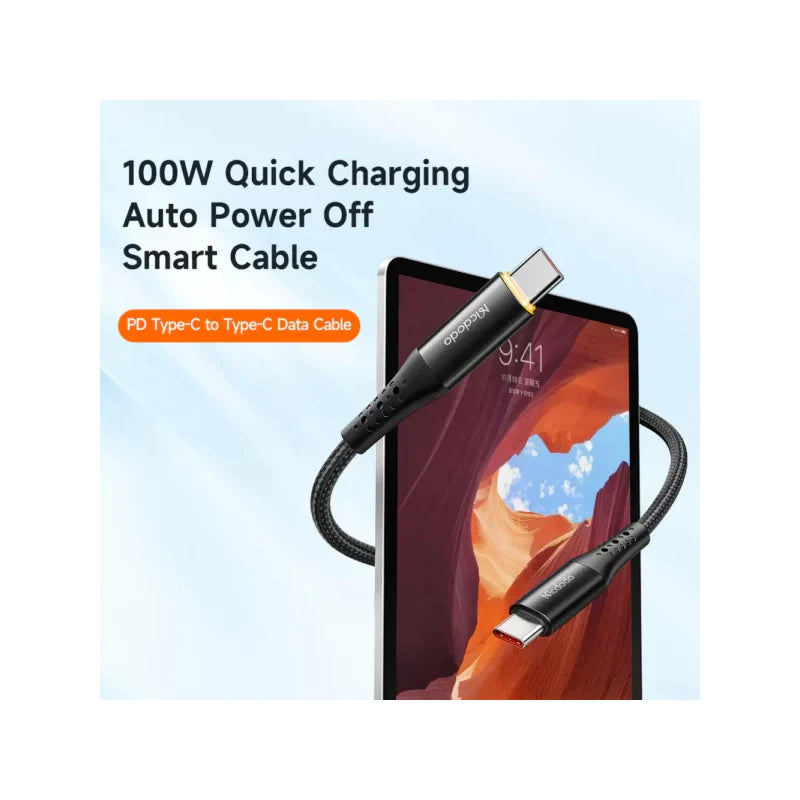 Mcdodo 100W USB-C to USB-C 1.8m Auto Power-Off Cable Black