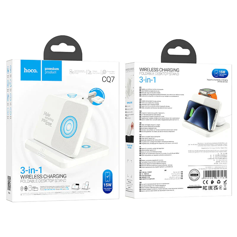 HOCO CQ7 3-in-1 Foldable Wireless Charging Desktop Stand 15W