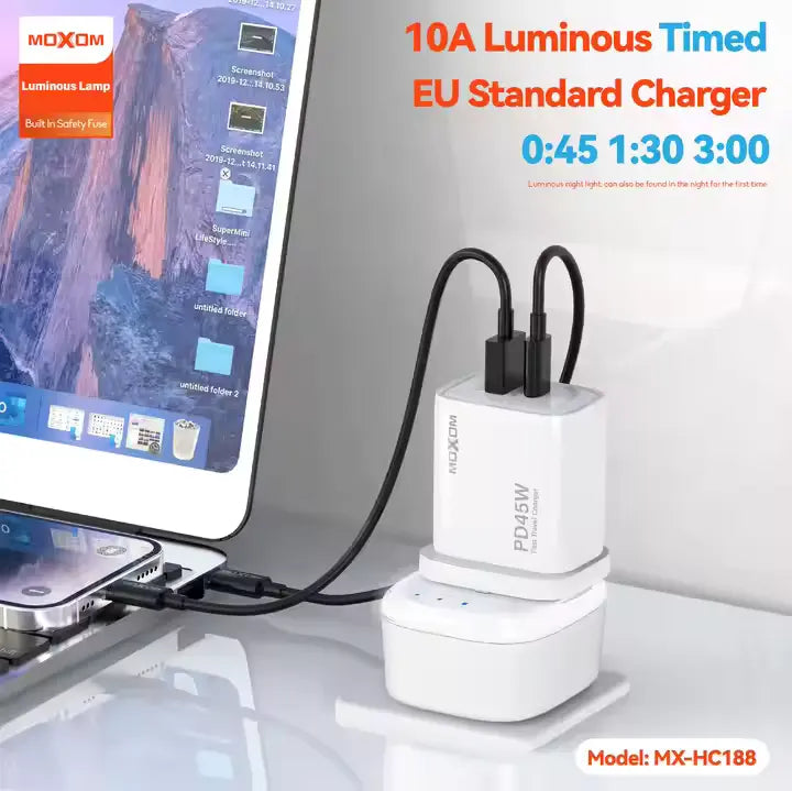 MOXOM Universal 10A Multi-Port USB Travel Charger EU Plug