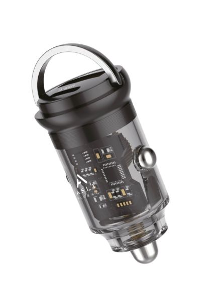 Asli Global 65W Transparent Mini Car Charger with Dual USB-C/A